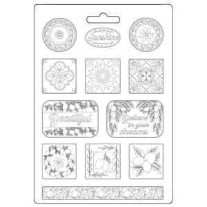 Stamperia Soft Maxi Mould 8.5"X11.5" - Blue Dream Plates