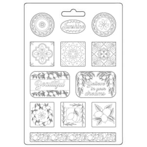 Stamperia Soft Maxi Mould 8.5"X11.5" - Blue Dream Plates