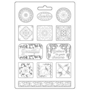 Stamperia Soft Maxi Mould 8.5"X11.5" - Blue Dream Plates