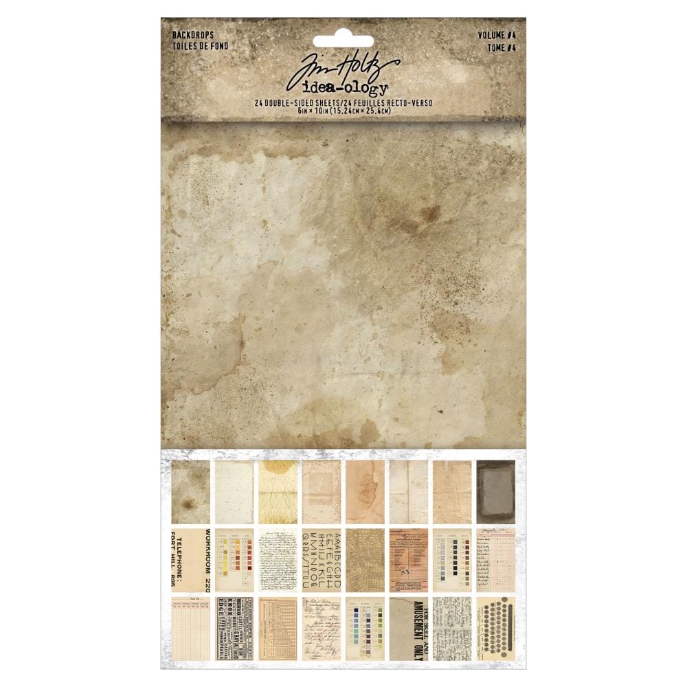 Tim Holtz Idea-Ology Backdrops Double-Sided Cardstock 6"X10" 24/Pkg - Volume 4 tim holtz idealogy backdrop TH94308 Tim Holtz Idea-Ology Backdrops Double-Sided Cardstock 6"X10" 24/Pkg - Volume 4