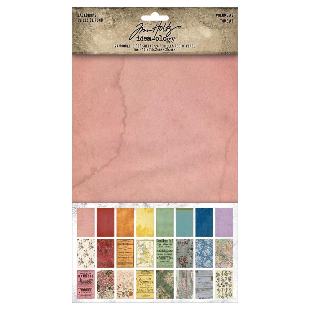 Tim Holtz Idea-Ology Backdrops Double-Sided Cardstock 6"X10" 24/Pkg - Volume 5 tim holtz idealogy backdrop TH94309 Tim Holtz Idea-Ology Backdrops Double-Sided Cardstock 6"X10" 24/Pkg - Volume 5