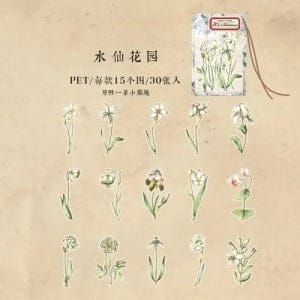 Clear PET Flowers Stickers (30 pcs) - Its Narcissus (Flowers)