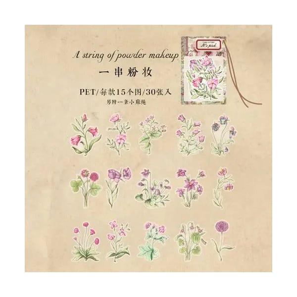 Clear PET Flowers Stickers (30 pcs) - Its Pink (Flowers)