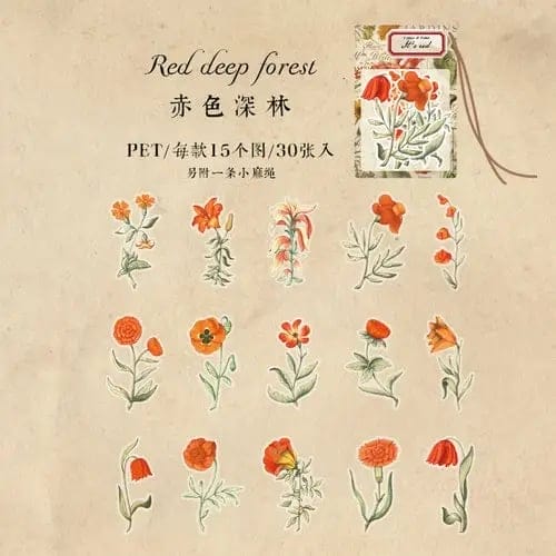 Clear PET Flowers Stickers (30 pcs) - Its Red (Flowers)