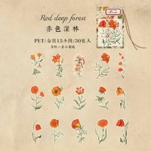 Clear PET Flowers Stickers (30 pcs) - Its Red (Flowers)