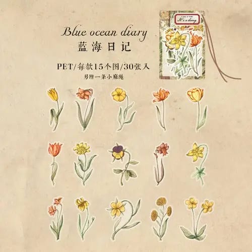 Clear PET Flowers Stickers (30 pcs) - Its a Diary (Flowers)