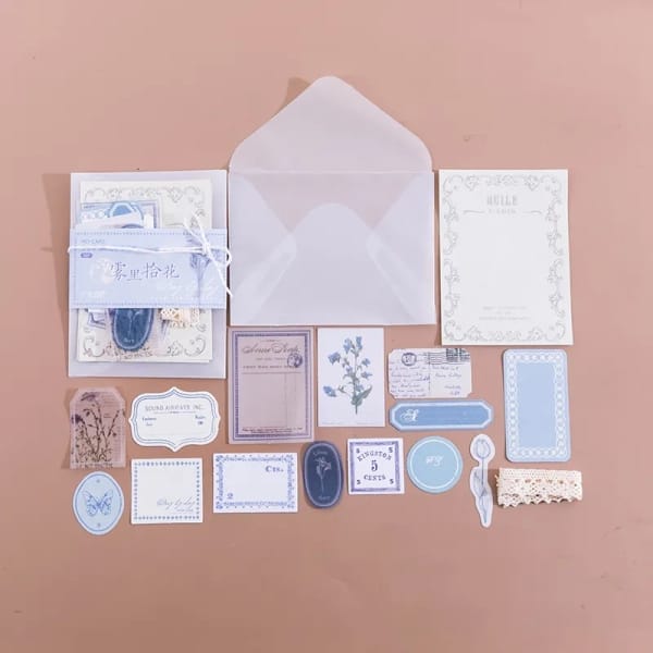 Epehemera Journal Pack in an envelope (30 pcs) - Blue Tones