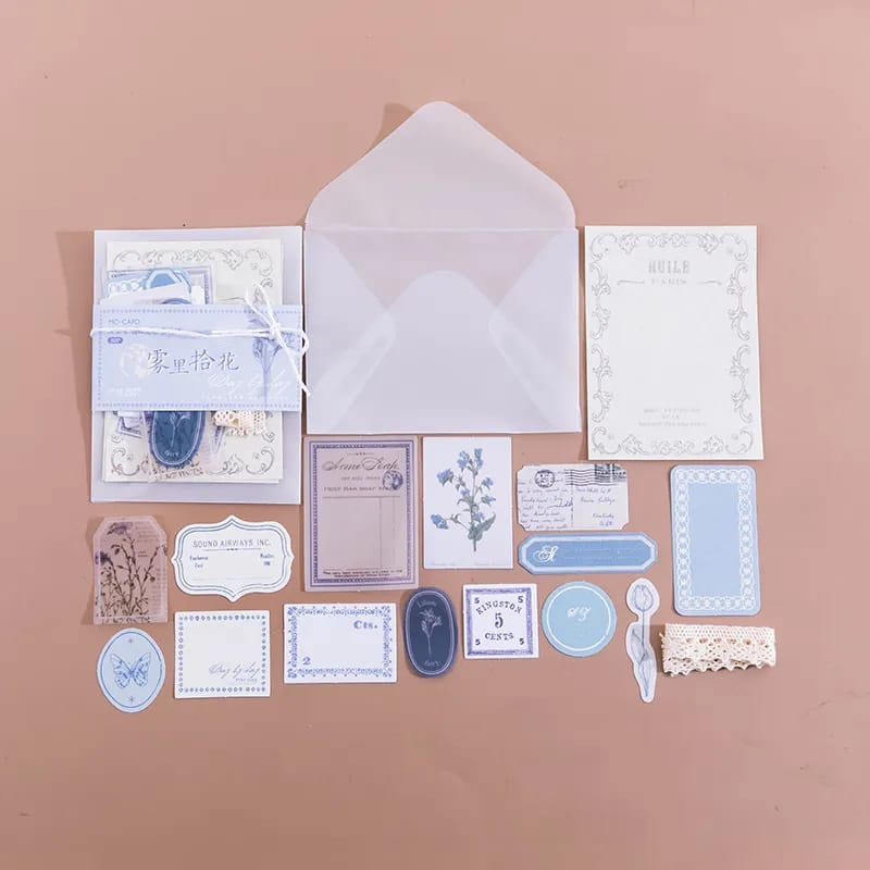 Epehemera Journal Pack in an envelope (30 pcs) - Blue Tones 30pcs ephemera pack journalling envelope blue 1 Epehemera Journal Pack in an envelope (30 pcs) - Blue Tones