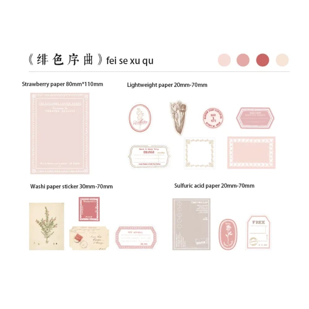 Epehemera Journal Pack in an envelope (30 pcs) - Pink Tones 30pcs ephemera pack journalling envelope pink 30pcs_ephemera_pack_journalling_envelope_pink