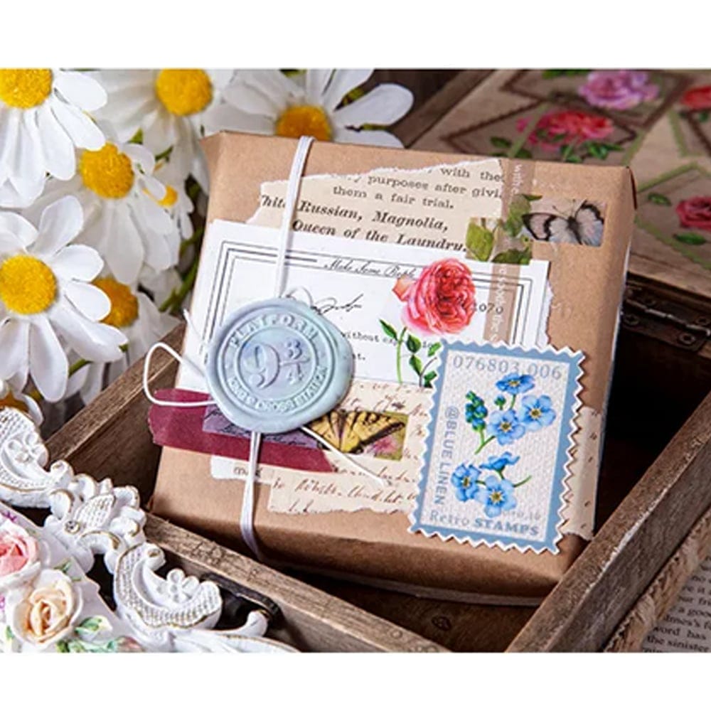Clear PET Stamp shaped Stickers (40 pcs) - Colourful Flowers 40pcs clear Stamp postcard 2 40pcs_clear_Stamp_postcard_2