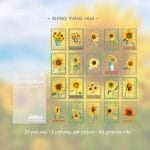 Clear PET Stamp shaped Stickers (40 pcs) - Yellow Flowers