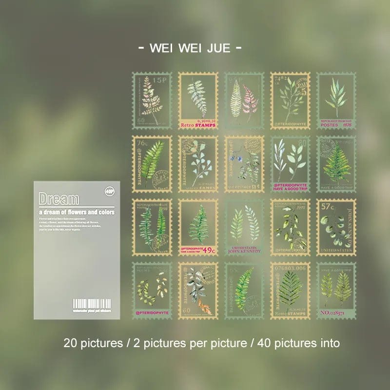 Clear PET Stamp shaped Stickers (40 pcs) - Leaves 40pcs clear Stamp postcard HGD HSYM003 Clear PET Stamp shaped Stickers (40 pcs) - Leaves