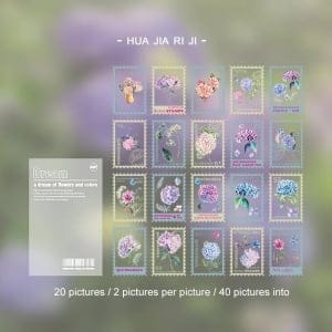 Clear PET Stamp shaped Stickers (40 pcs) - Pastel Flowers