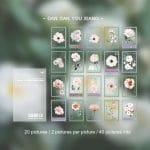 Clear PET Stamp shaped Stickers (40 pcs) - White Flowers