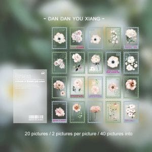 Clear PET Stamp shaped Stickers (40 pcs) - White Flowers