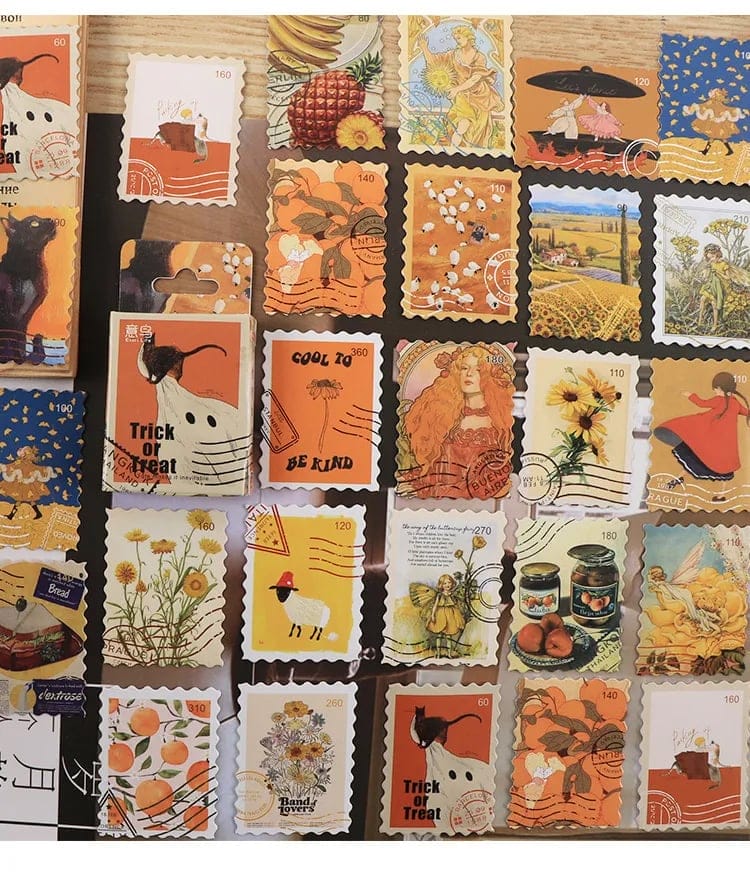 Journal Postcard Sticker Pack (46 pcs) (ENM202202102) 46pcs postcard stamp stickers ENM202202102 1 Journal Postcard Sticker Pack (46 pcs) (ENM202202102)
