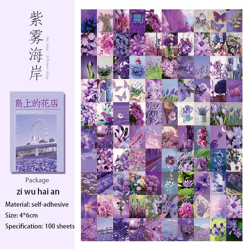 4by6 cm Journal Ephemera Pack (100 pcs) - Purples 4by6cm Stickers Violet 4by6 cm Journal Ephemera Pack (100 pcs) - Purples