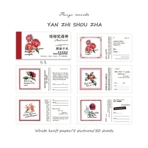 Plant and Flowers Record Ephemera Pack (50 pcs) - Red