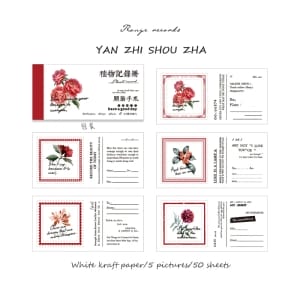 Plant and Flowers Record Ephemera Pack (50 pcs) - Red