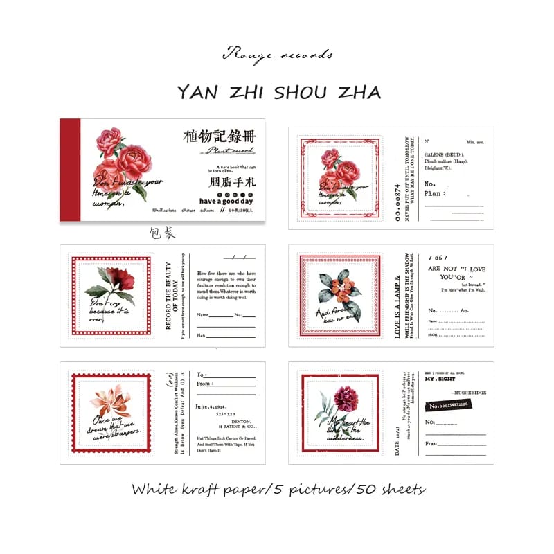 Plant and Flowers Record Ephemera Pack (50 pcs) - Red 50pcs plant Record booklet HGD ZWJL004 Plant and Flowers Record Ephemera Pack (50 pcs) - Red