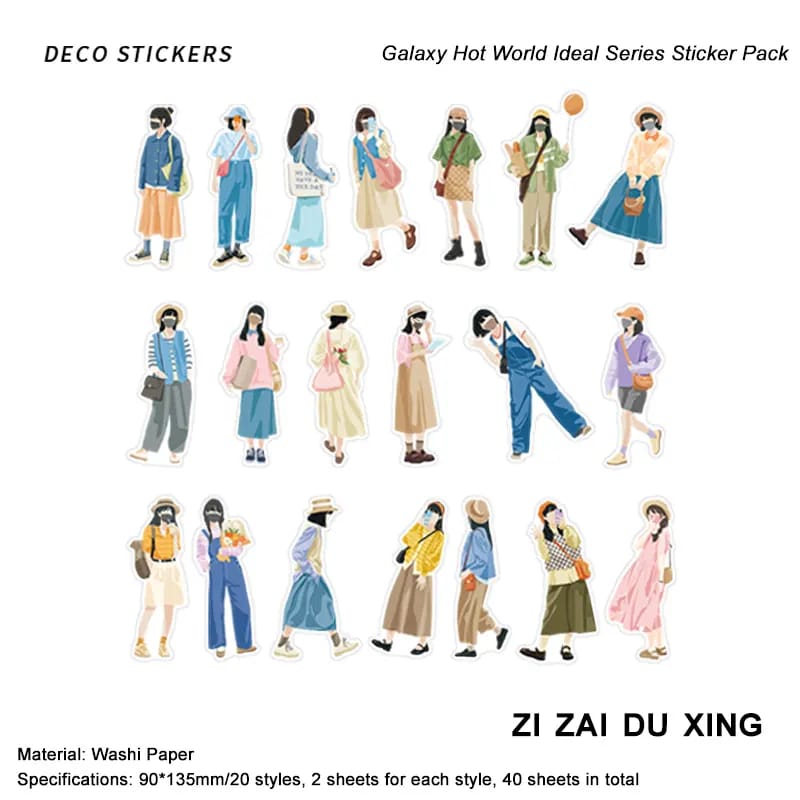 Fashion Girls Washi Sticker (40 pcs) - Attractive Fashion Girls Sticker 40pcs Attractive Fashion Girls Washi Sticker (40 pcs) - Attractive