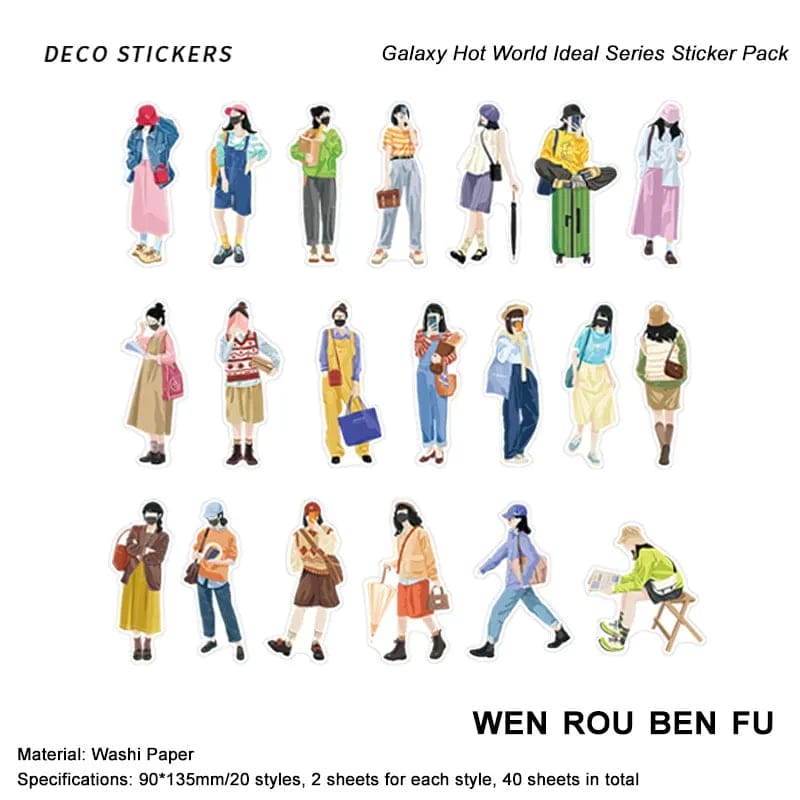 Fashion Girls Washi Sticker (40 pcs) - Gorgeous Fashion Girls Sticker 40pcs Gorgeous Fashion Girls Washi Sticker (40 pcs) - Gorgeous