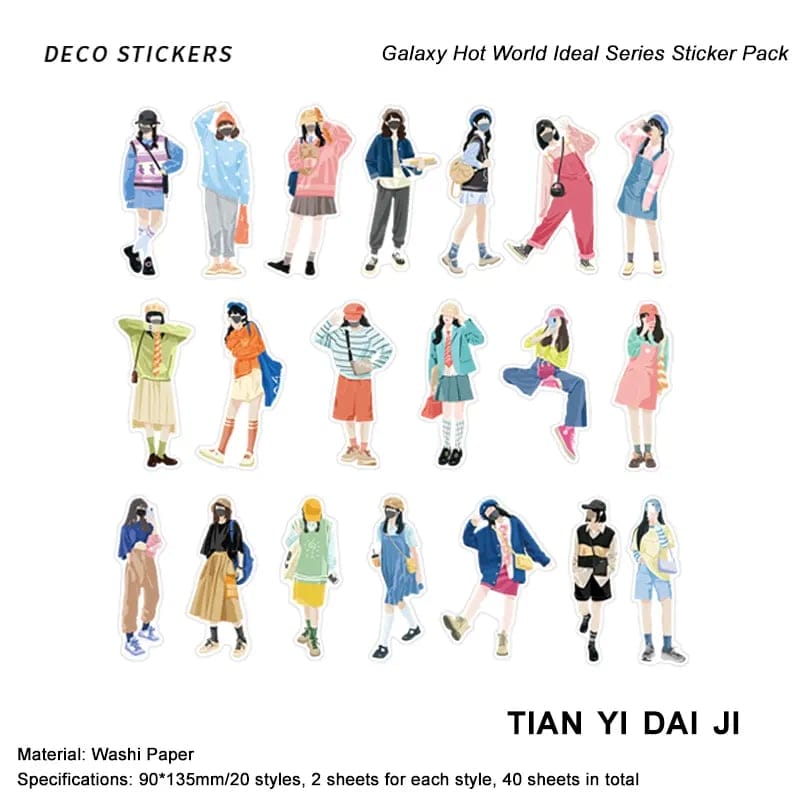 Fashion Girls Washi Sticker (40 pcs) - Youthful Fashion Girls Sticker 40pcs Youthful Fashion Girls Washi Sticker (40 pcs) - Youthful