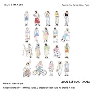 Korean Girls Washi Sticker (40 pcs) (TZB-3073)