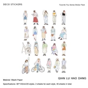 Korean Girls Washi Sticker (40 pcs) (TZB-3073)