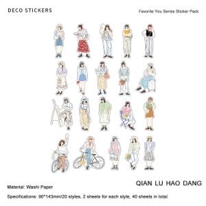 Korean Girls Washi Sticker (40 pcs) (TZB-3073)