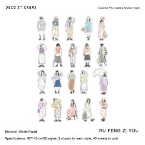 Korean Girls Washi Sticker (40 pcs) (TZB-3074)