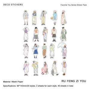 Korean Girls Washi Sticker (40 pcs) (TZB-3074)