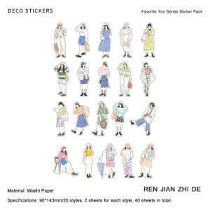 Korean Girls Washi Sticker (40 pcs) (TZB-3075)