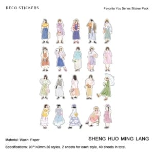 Korean Girls Washi Sticker (40 pcs) (TZB-3076)