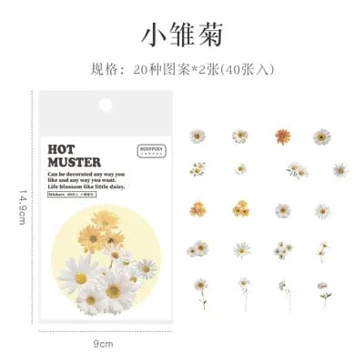 Clear Opaque Stickers for Journalling (40 pcs) - Daisies PC Clear Sticker 40pcs PCS 02 Clear Opaque Stickers for Journalling (40 pcs) - Daisies