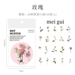 Clear Opaque Stickers for Journalling (40 pcs) - Roses