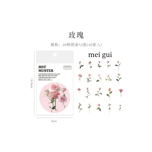 Clear Opaque Stickers for Journalling (40 pcs) - Roses