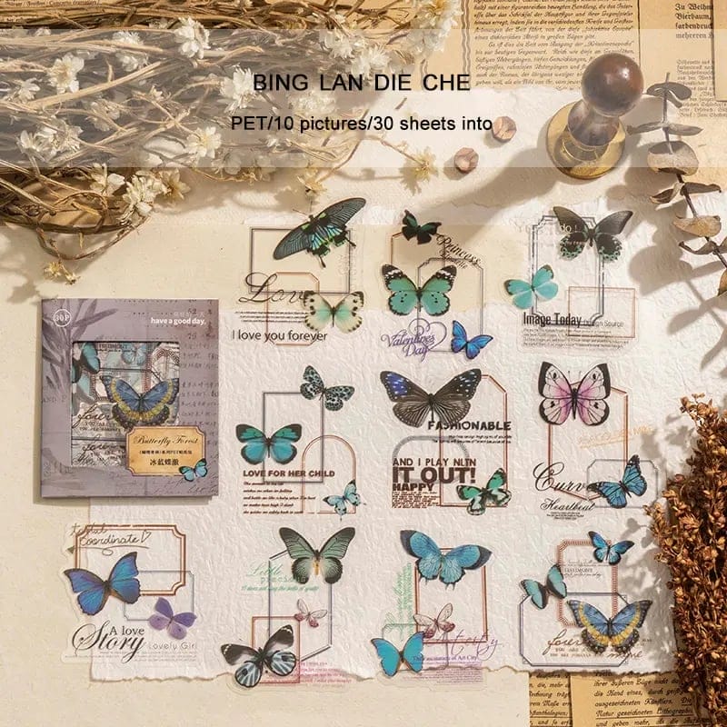 Butterfly Clear PET stickers (30 pcs) (HGD-HDML001) butterfly love clear PET Stickers HGD HDML001 Butterfly Clear PET stickers (30 pcs) (HGD-HDML001)