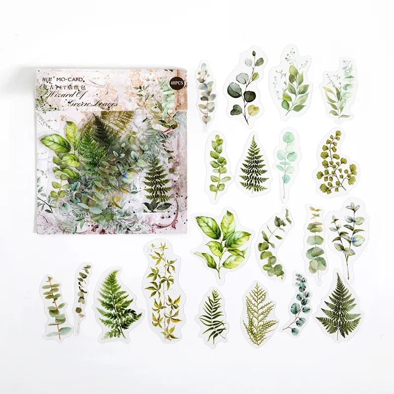 Clear PET Stickers (40 pcs) - Wizard of Green Leaves (MMK06F280) clear PET stickers 40pcs Wizard of Green Leaves Clear PET Stickers (40 pcs) - Wizard of Green Leaves (MMK06F280)