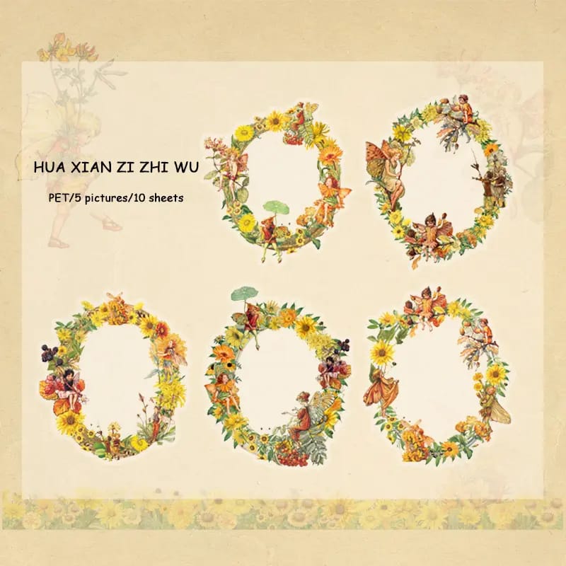 PET Clear Frame Stickers (10 pcs) - Design 7 floral frame PET Clear Stickers HGD SLXZ001 PET Clear Frame Stickers (10 pcs) - Design 7
