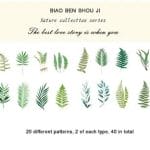Clear PET Nature Stickers (40 pcs) - Fern Leaves