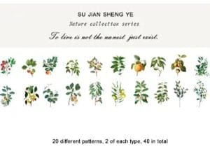 Clear PET Nature Stickers (40 pcs) - Mini Plant Trees