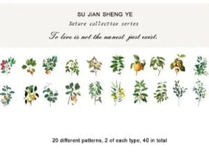 Clear PET Nature Stickers (40 pcs) - Mini Plant Trees