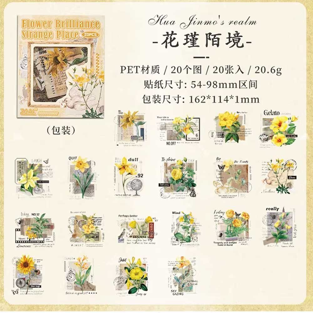 Clear PET Stickers (20 pcs) - Flower Brilliance Strange Place (CJHY) - Image 2