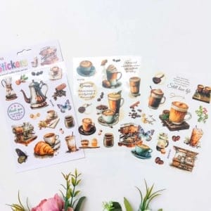 PET Clear Stickers (3 sheets) – A cup of coffee time series (WX-SK-3)