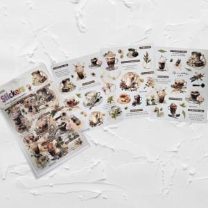 PET Clear Stickers (3 sheets) – A cup of coffee time series (WX-SK-5)