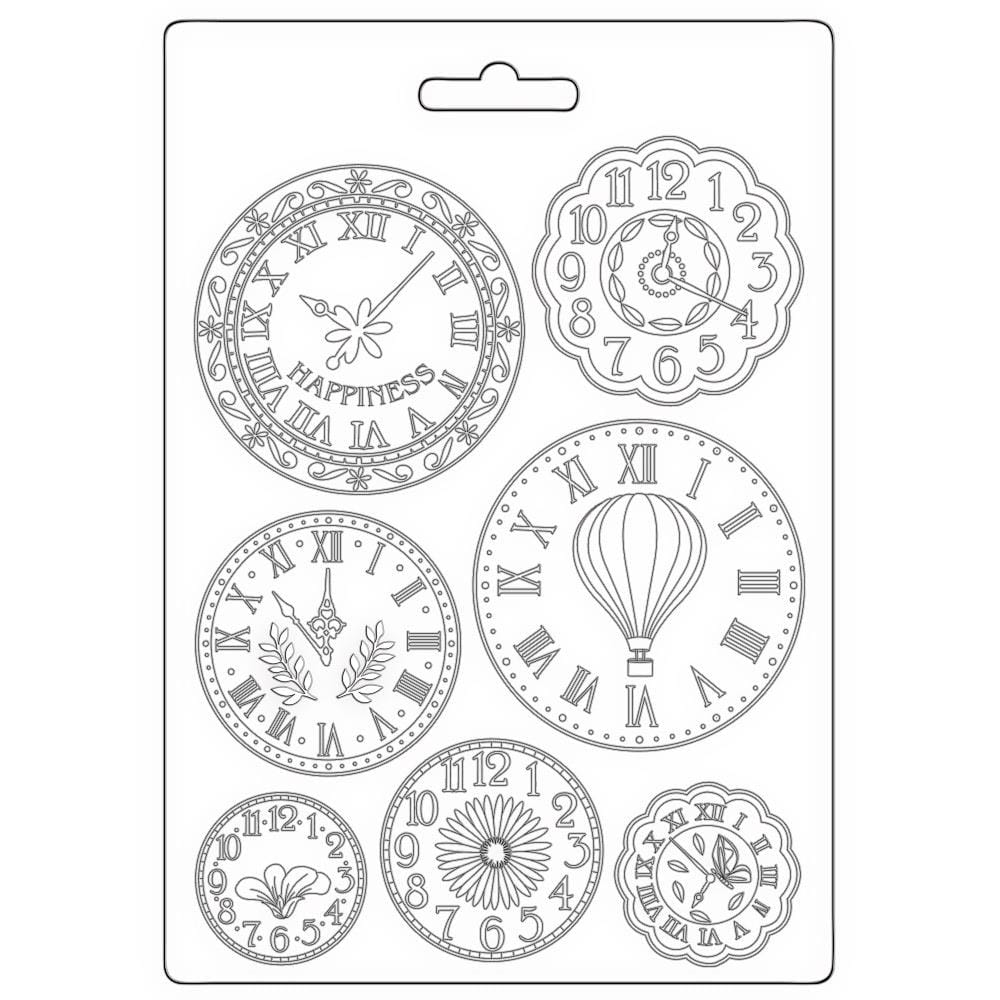 Stamperia Soft Maxi Mould A5 - Create Happiness Welcome Home Clocks stamperia mould K3PTA5644 Stamperia Soft Maxi Mould A5 - Create Happiness Welcome Home Clocks