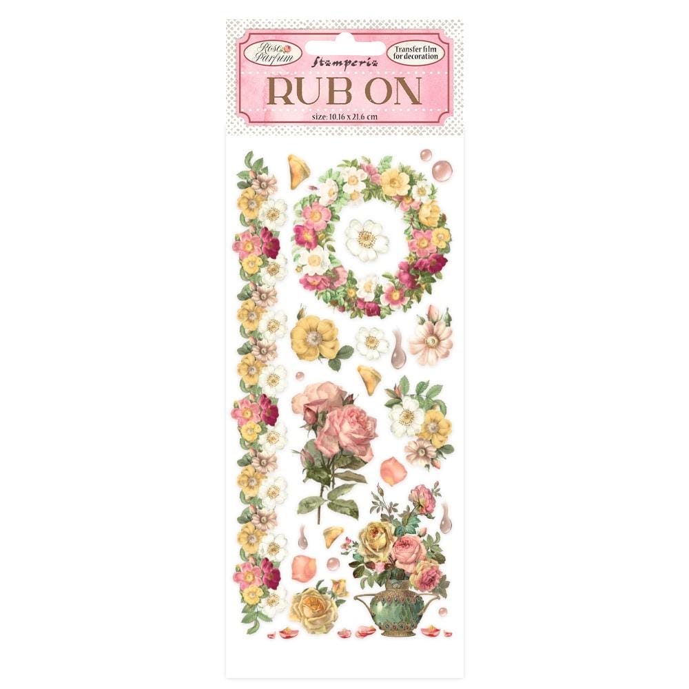 Stamperia Rub-On 4"X8.5" - Create Happiness - Rose Parfum Flowers and Garland stamperia rubon DFLRB15 Stamperia Rub-On 4"X8.5" - Create Happiness - Rose Parfum Flowers and Garland