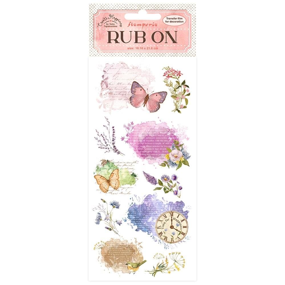 Stamperia Rub-On 4"X8.5" - Create Happiness - Welcome Home Manuscript