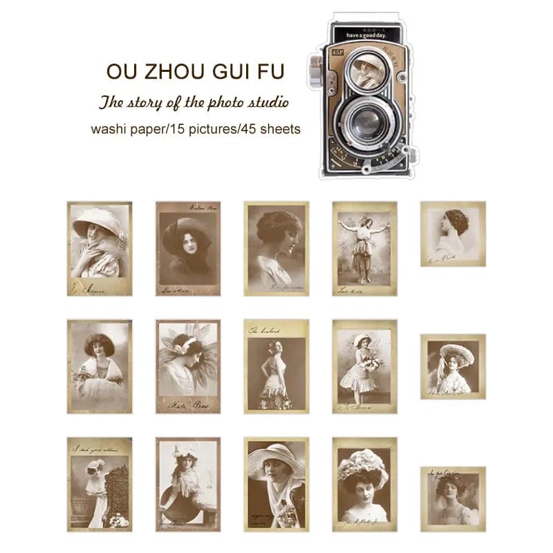 Vintage Ladies Sepia Tones Journalling Stickers (45 pcs)